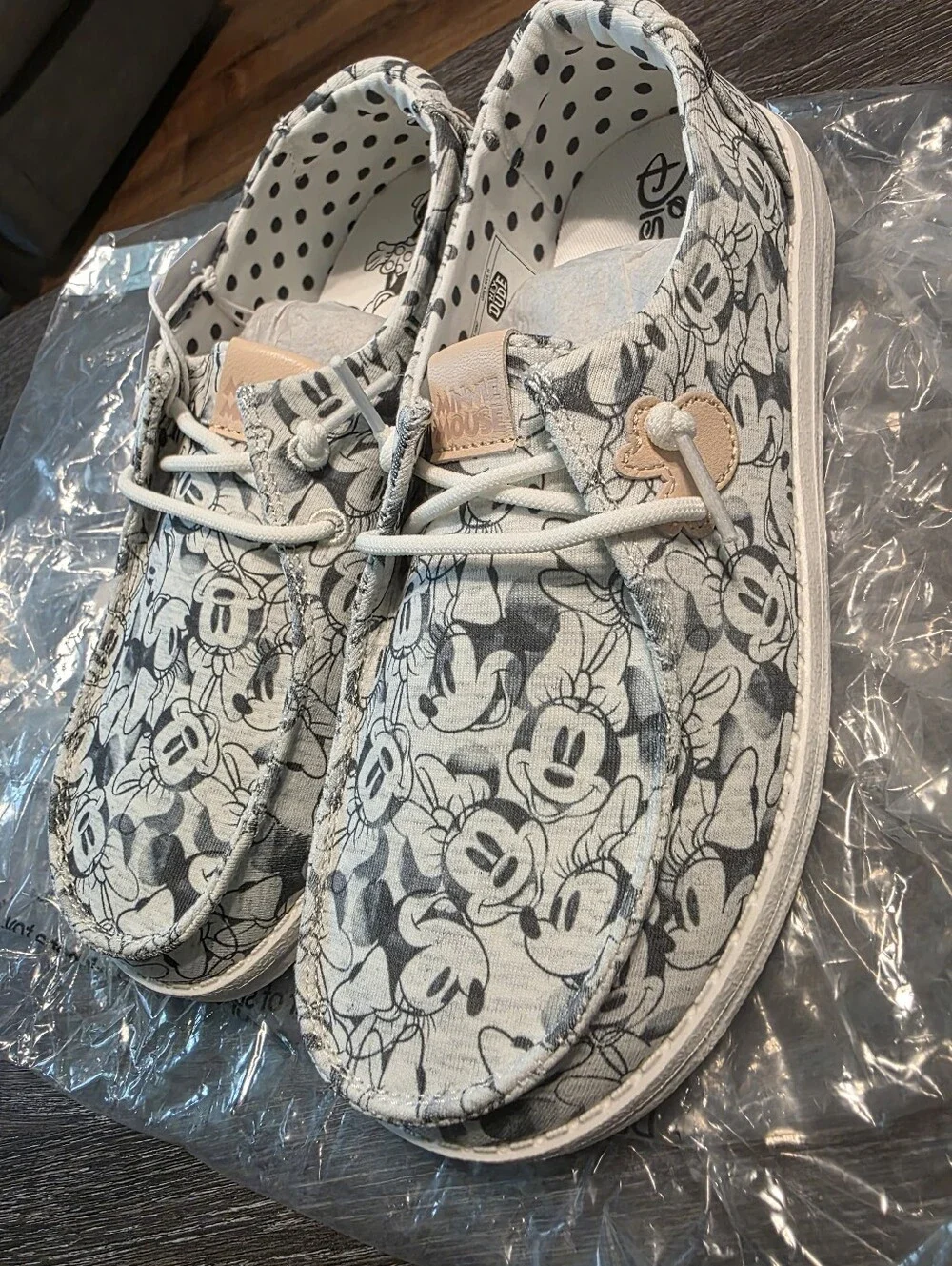 Hey Dude Kids Gray and Cream Mickey Mouse Canvas Slip-Ons